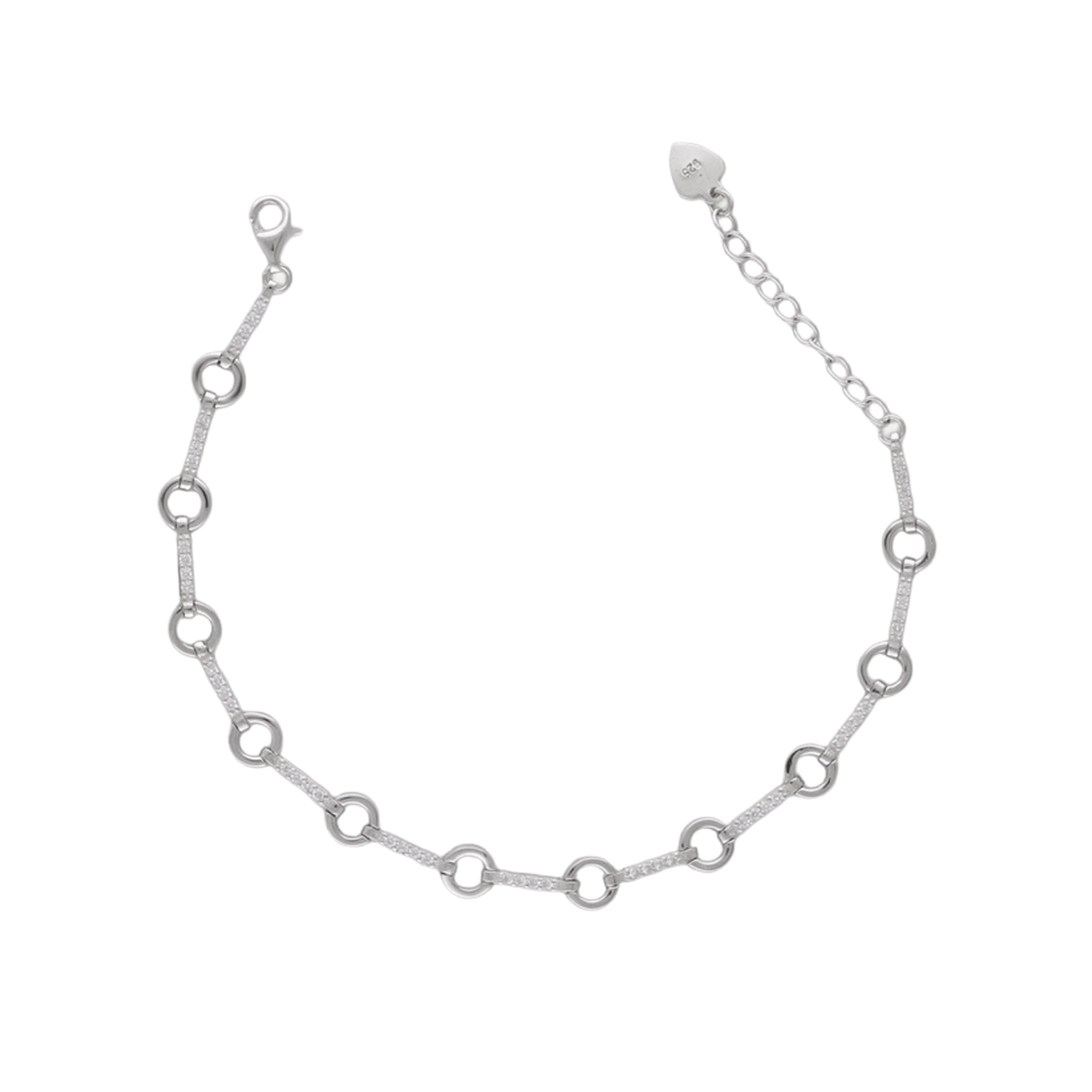 Circle & Link Bracelet in 925 Sterling Silver