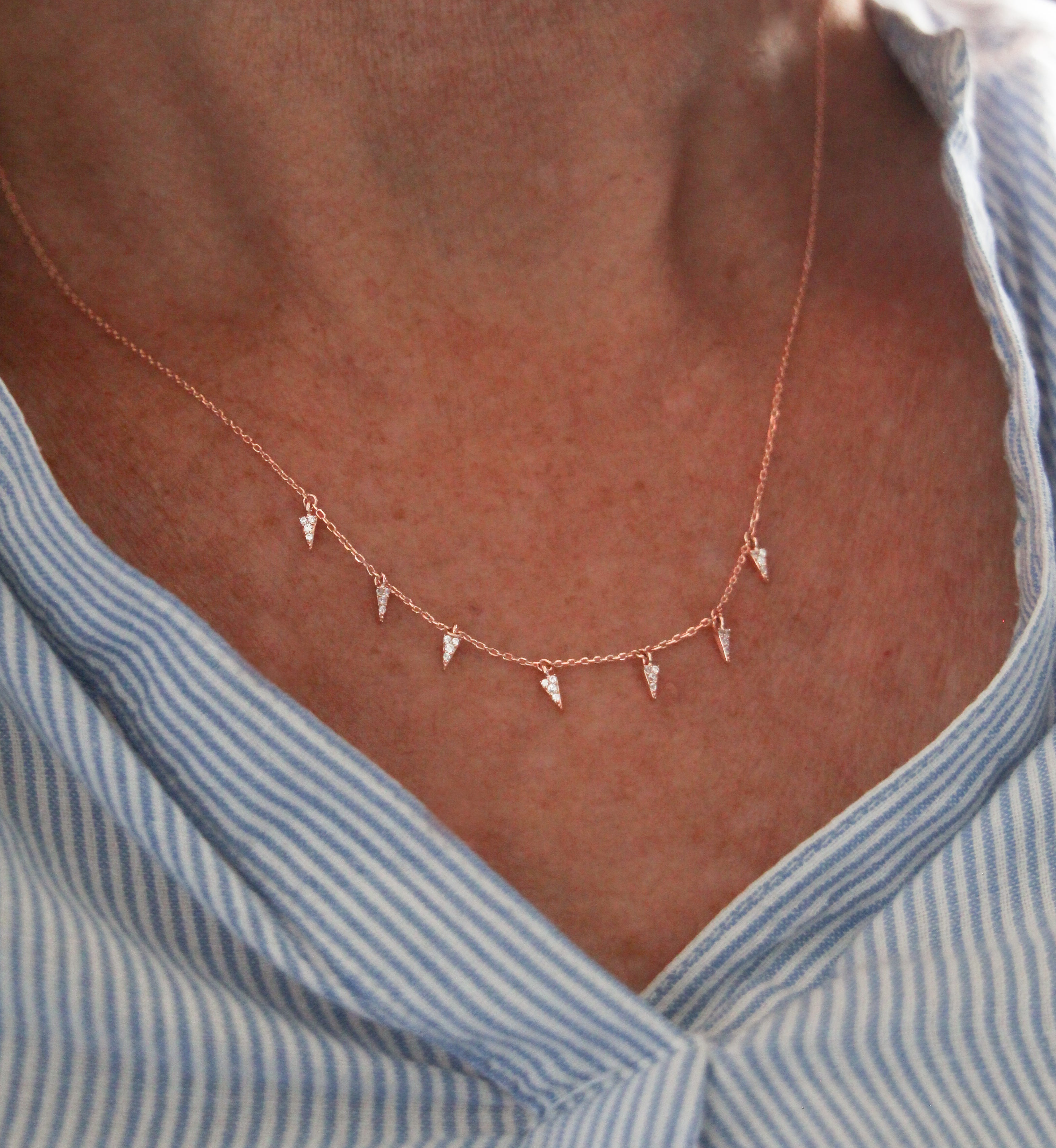 Sparkling Spike Rose Gold Plated Necklace