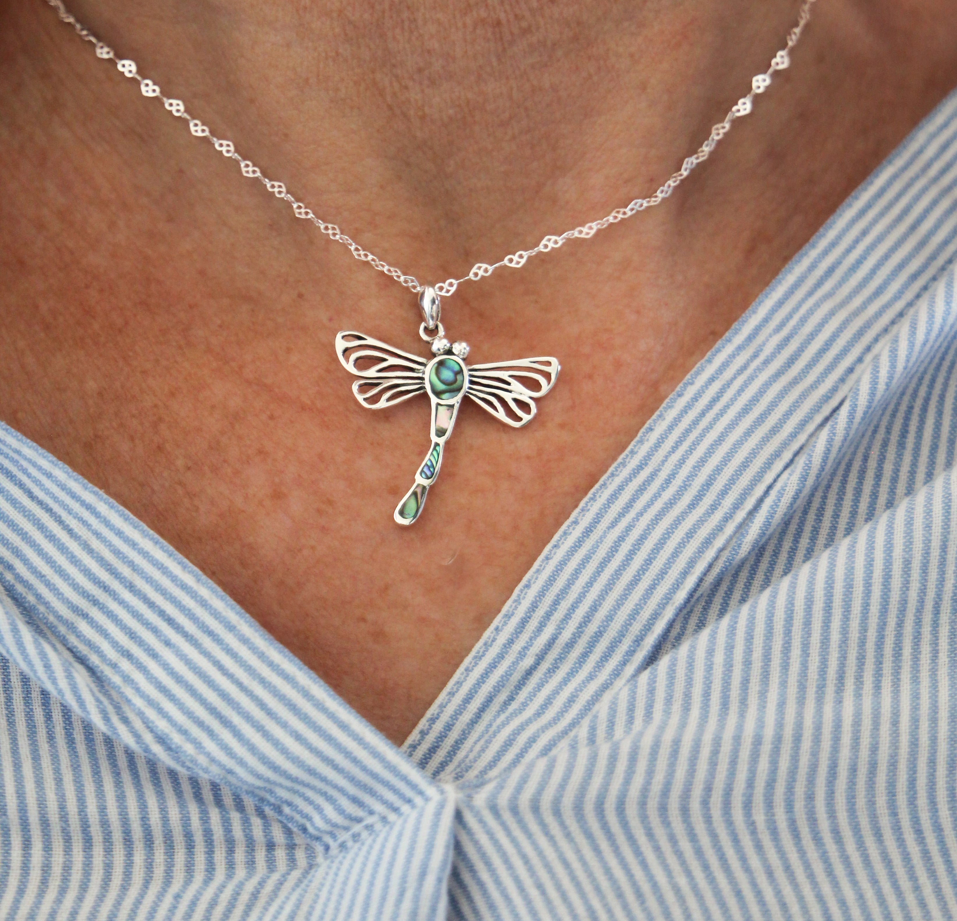 Abalone Dragonfly pendant Pendant in 925 Silver