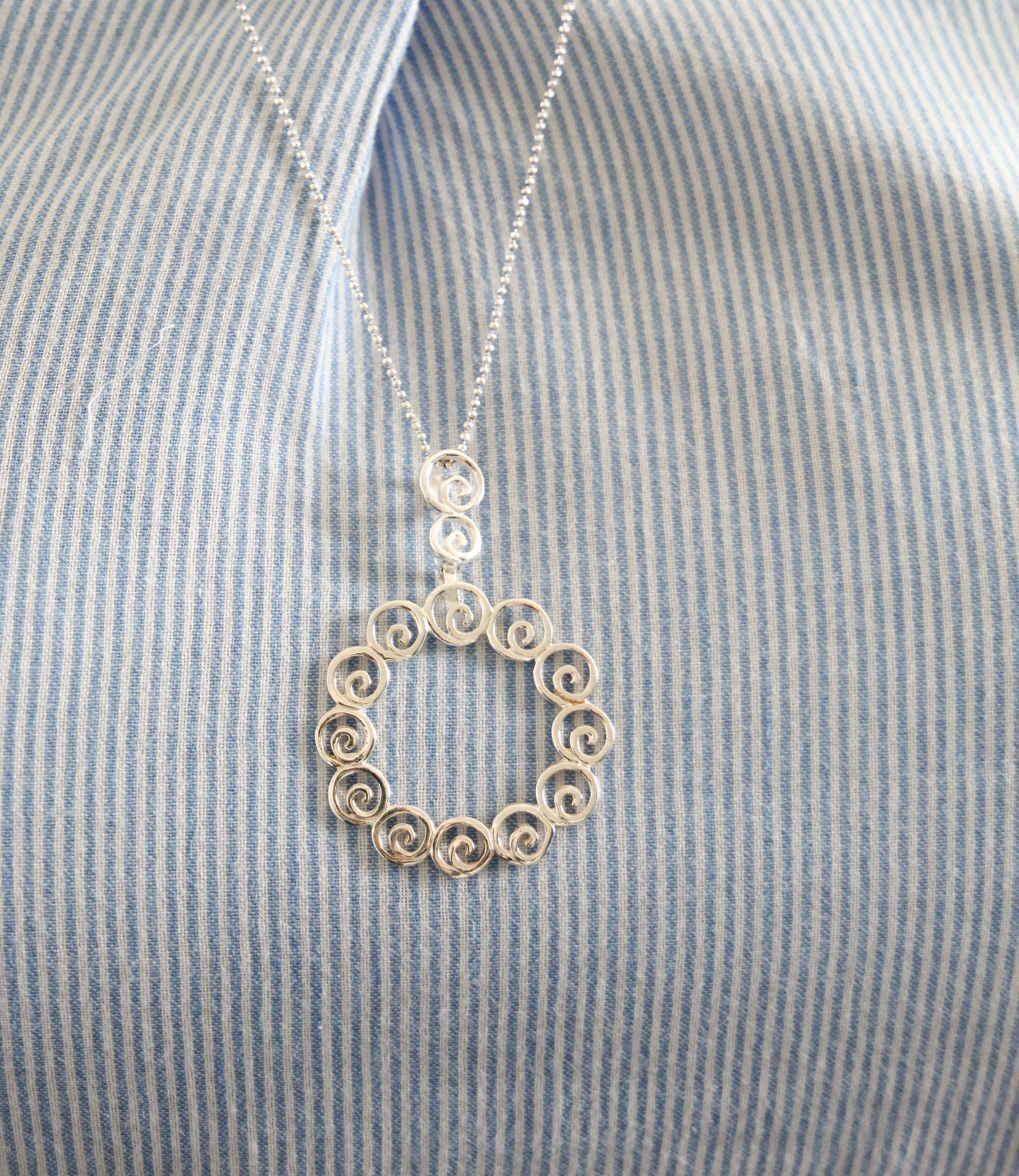 Brushed Silver Swirl Pendant in 925 Silver
