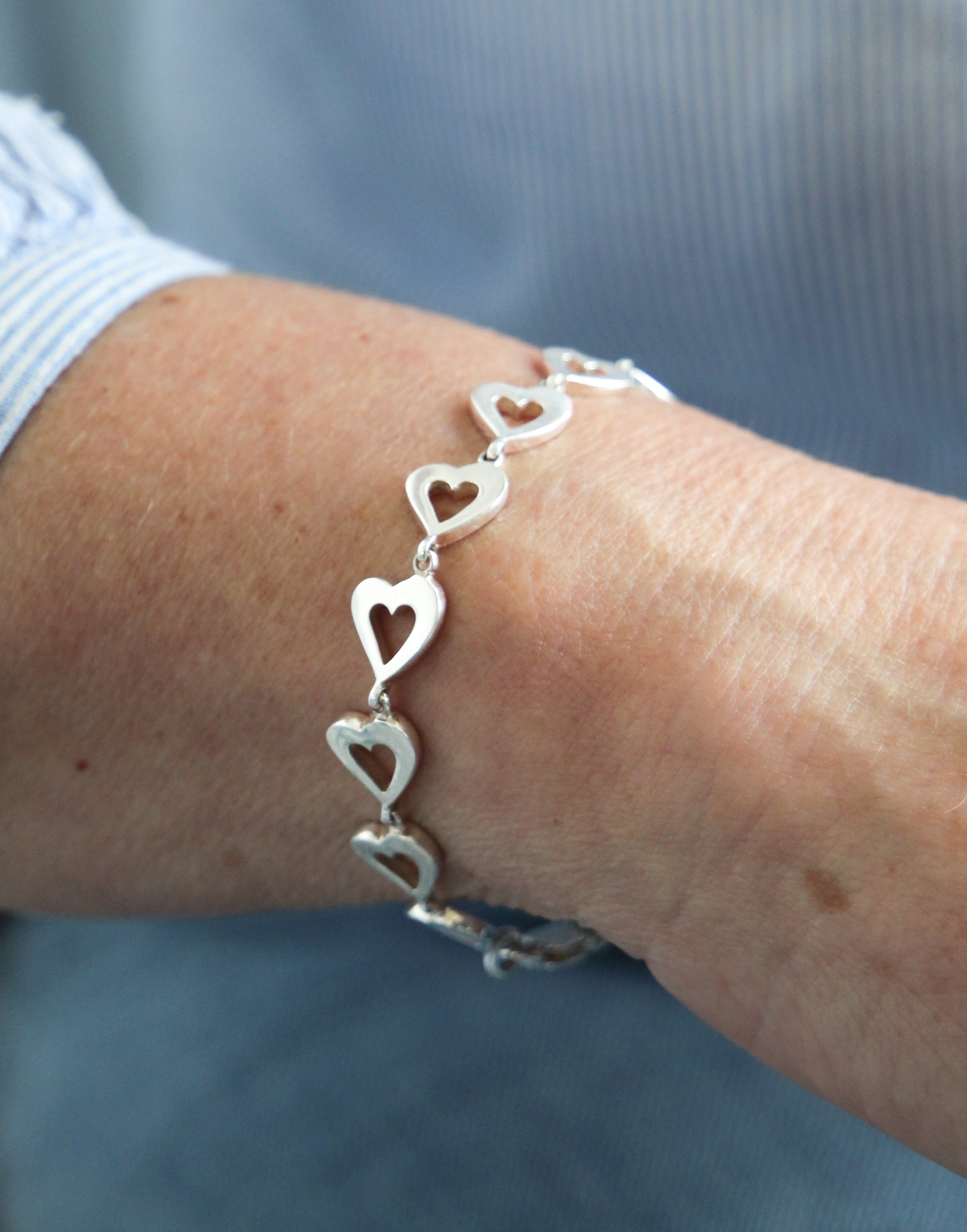 Open Heart Link Bracelet in 925 Silver
