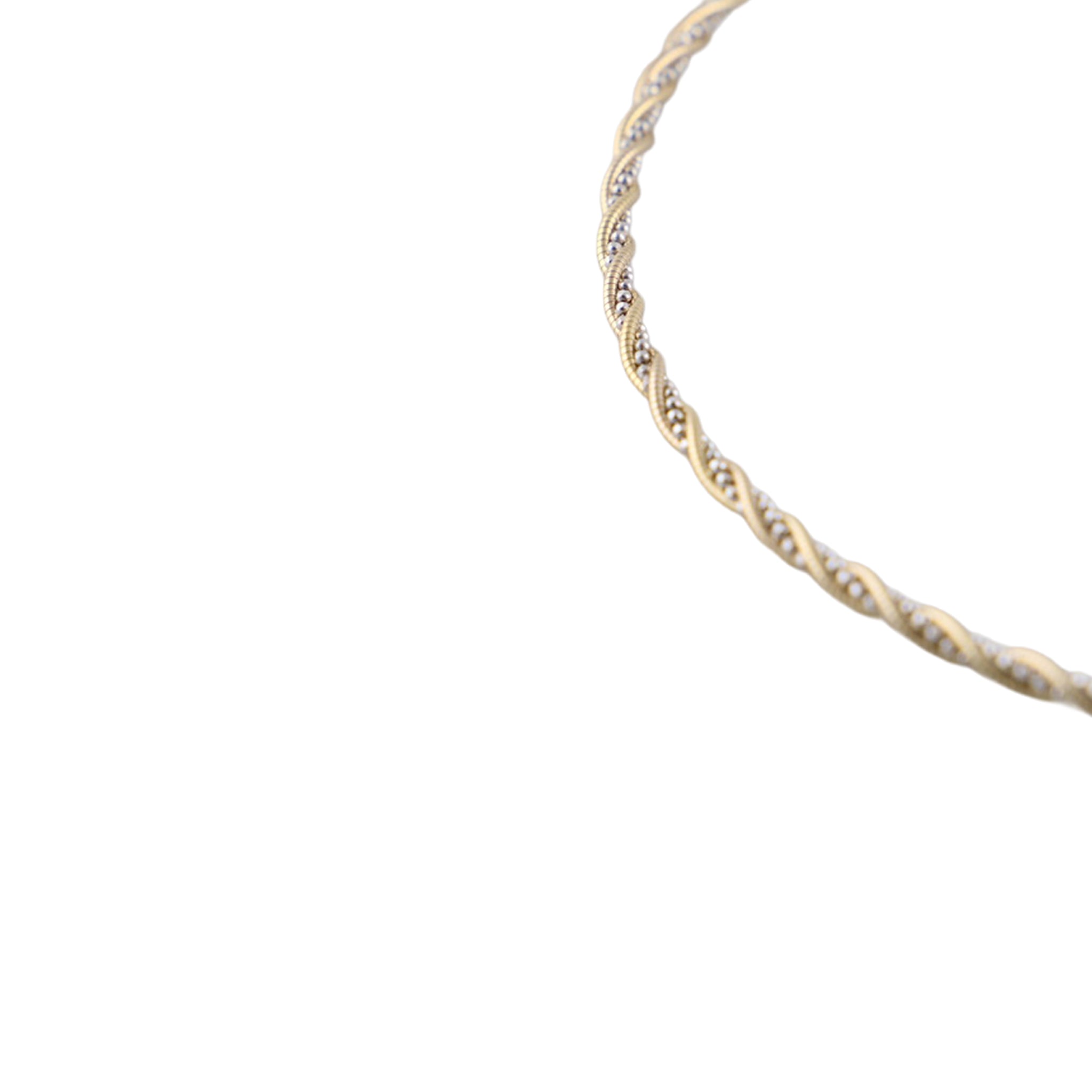 Silver & Gold Twisted Herringbone Torc Necklace