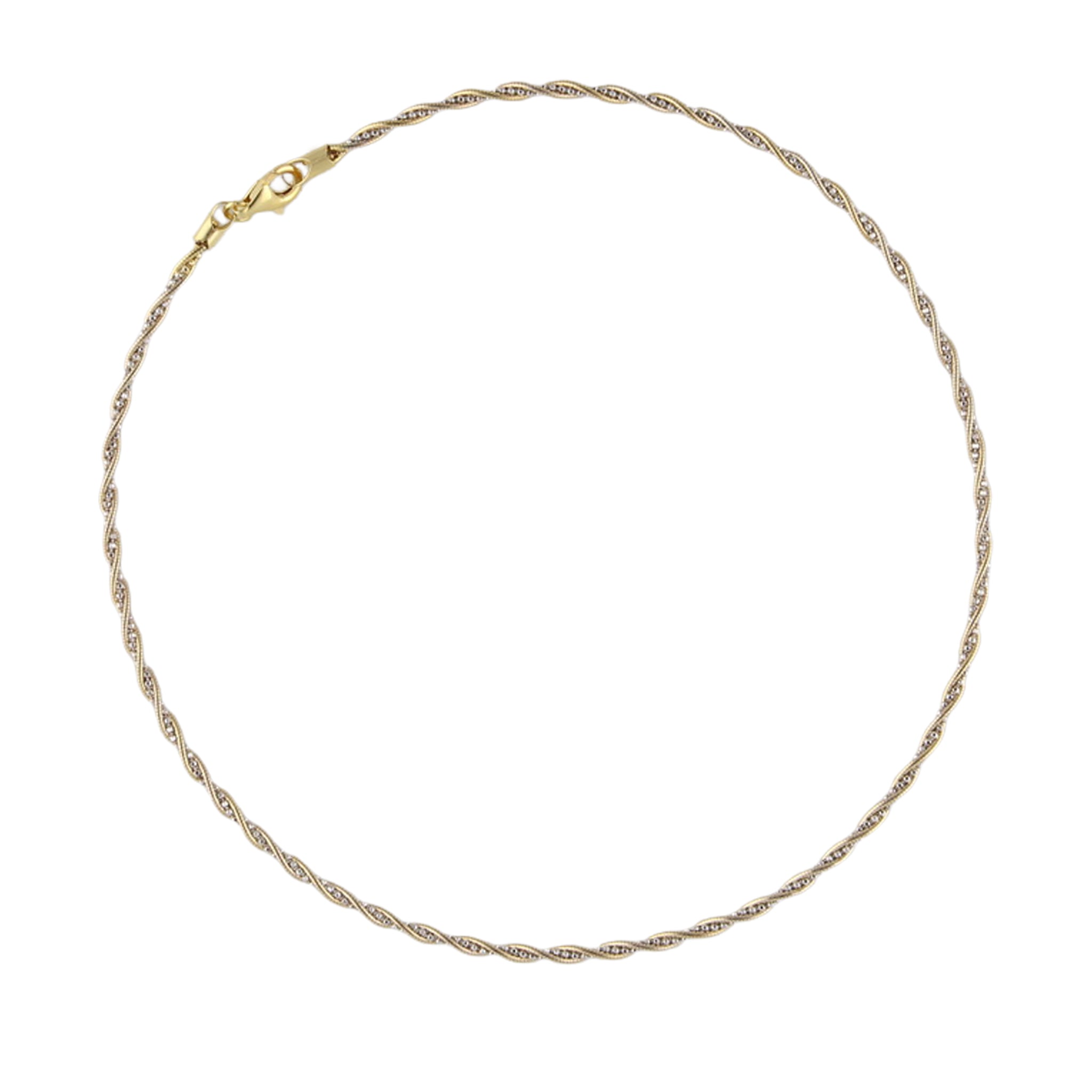 Silver & Gold Twisted Herringbone Torc Necklace