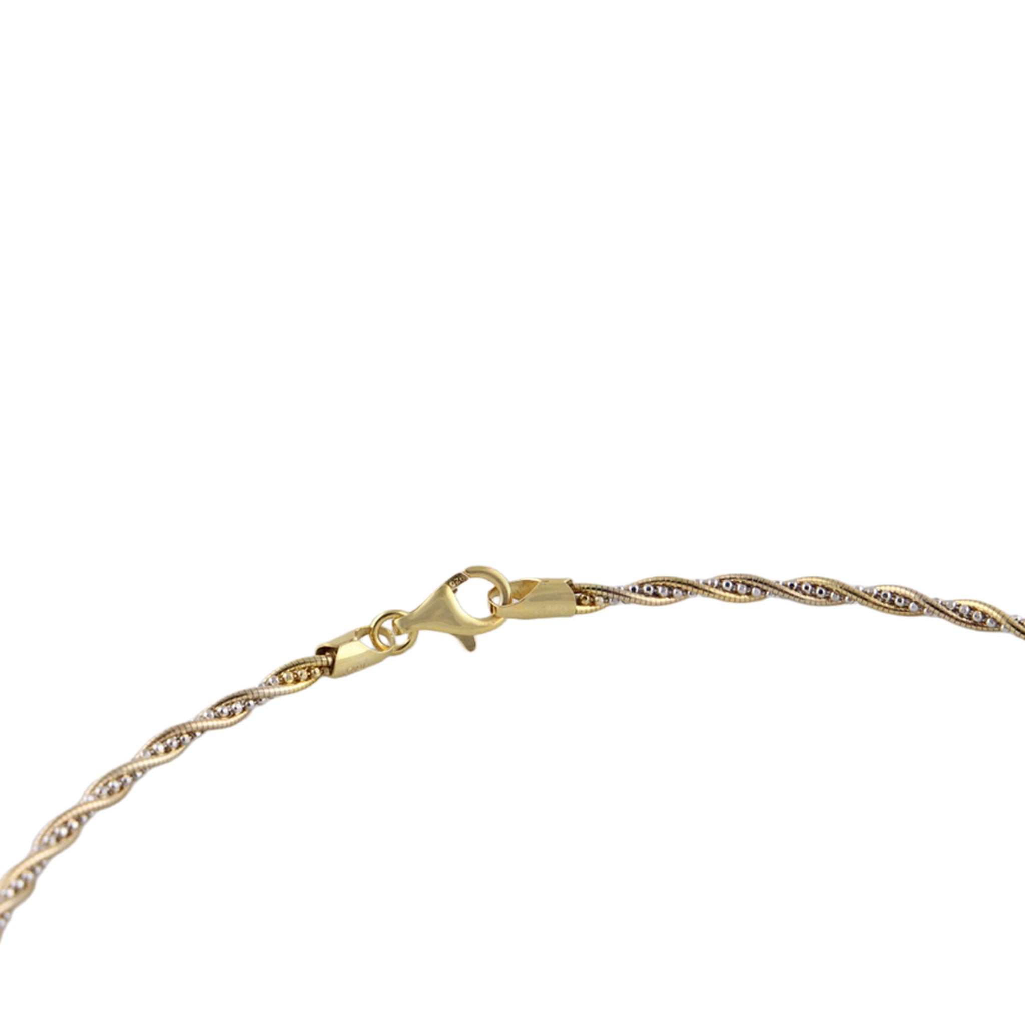 Silver & Gold Twisted Herringbone Torc Necklace
