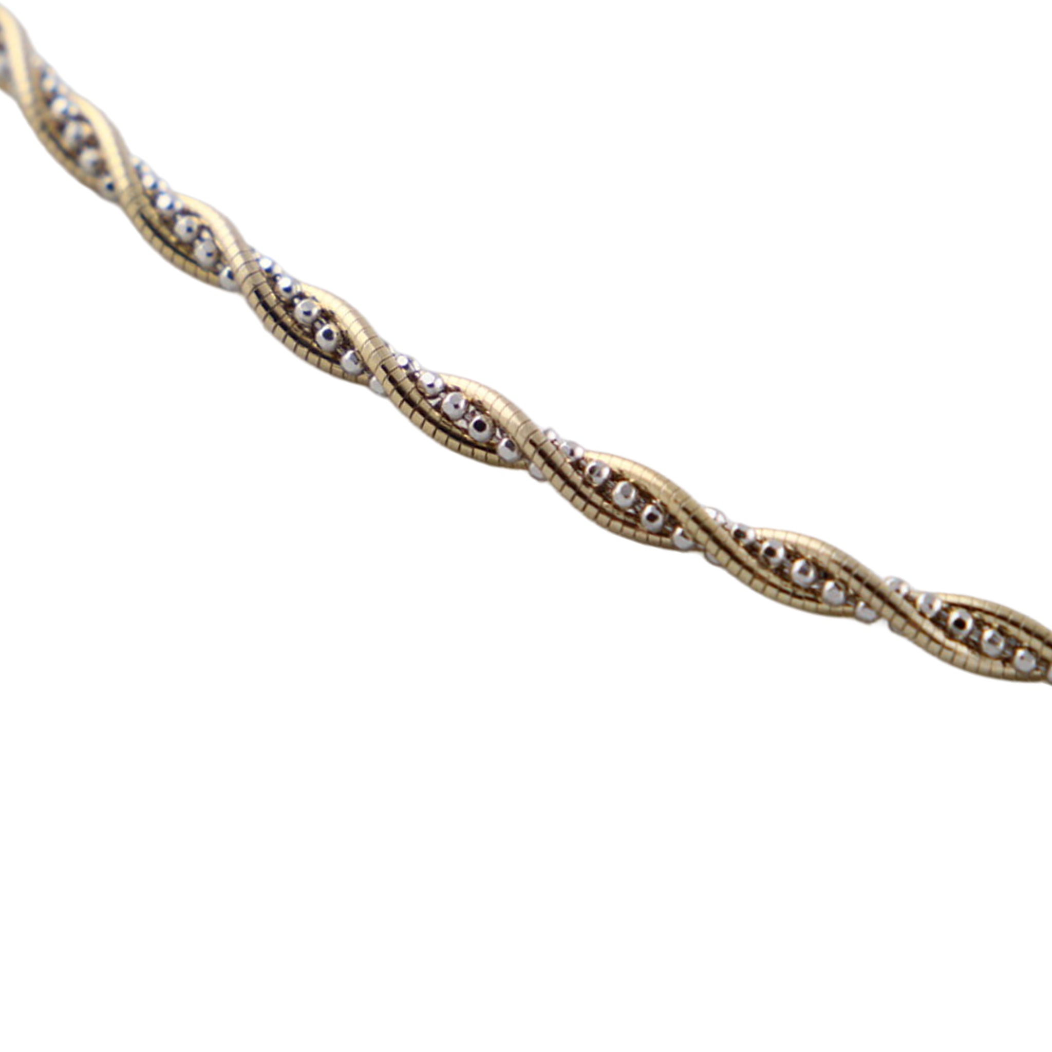 Silver & Gold Twisted Herringbone Torc Necklace