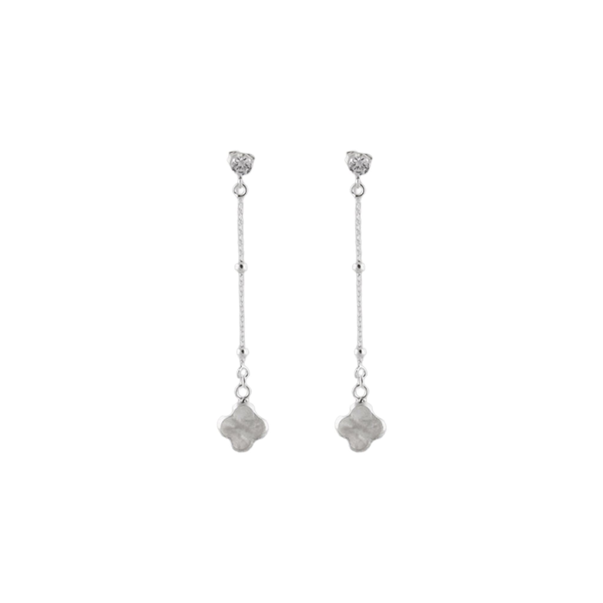 Clover Chain Drop Earrings in 925 Silver