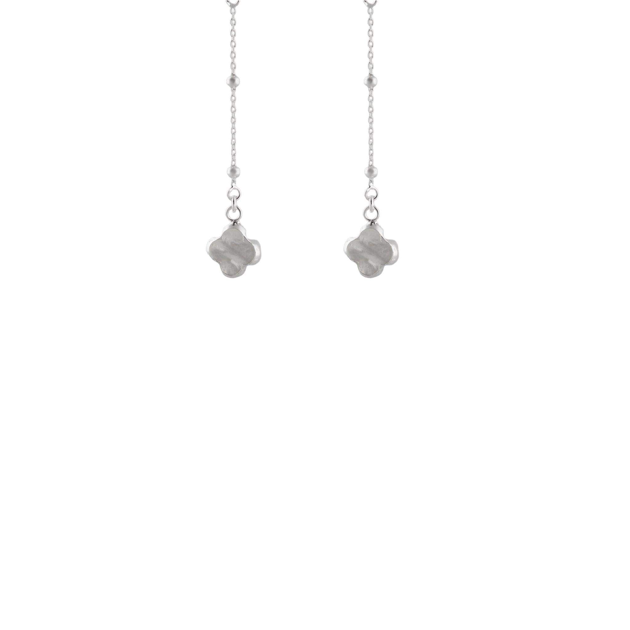 Clover Chain Drop Earrings in 925 Silver
