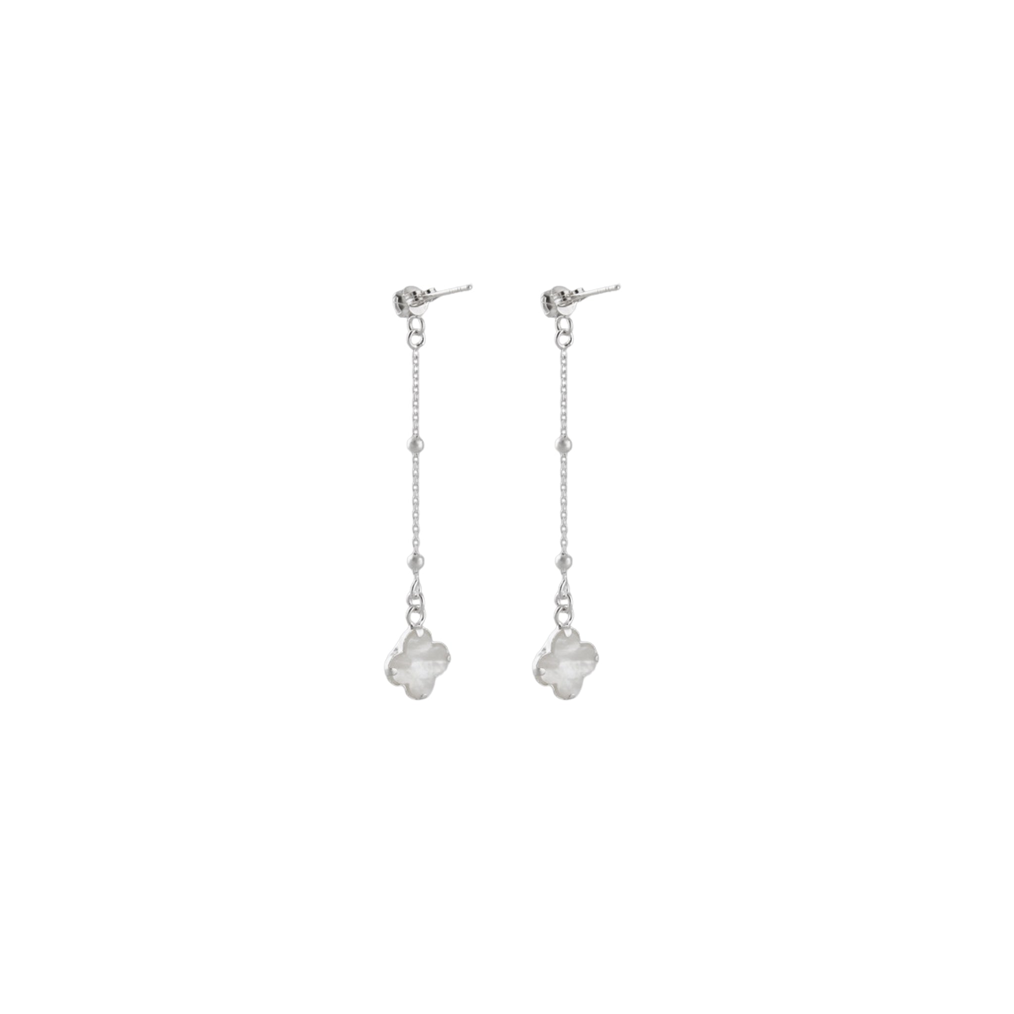 Clover Chain Drop Earrings in 925 Silver