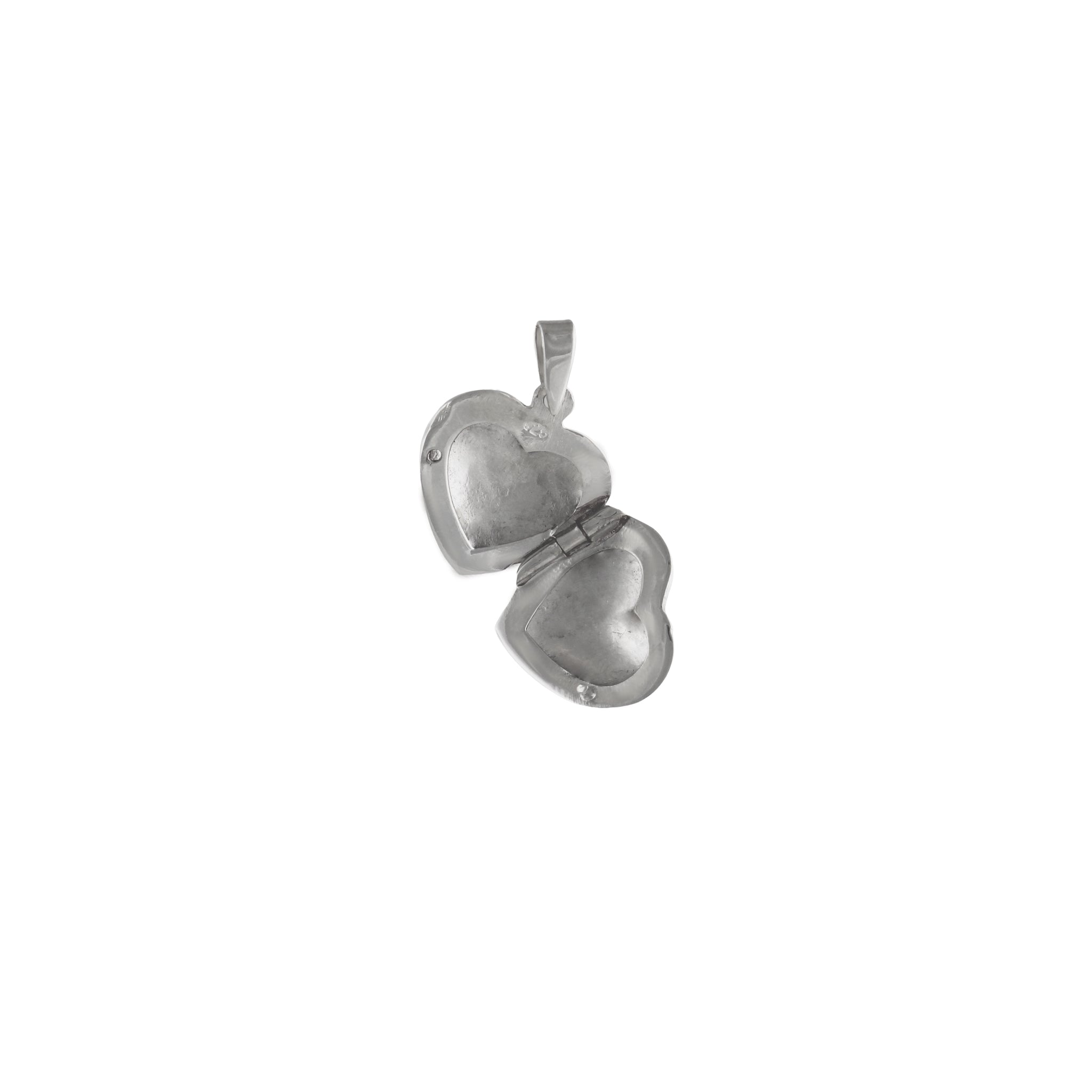 Engraved Heart Locket Pendant in 925 Silver