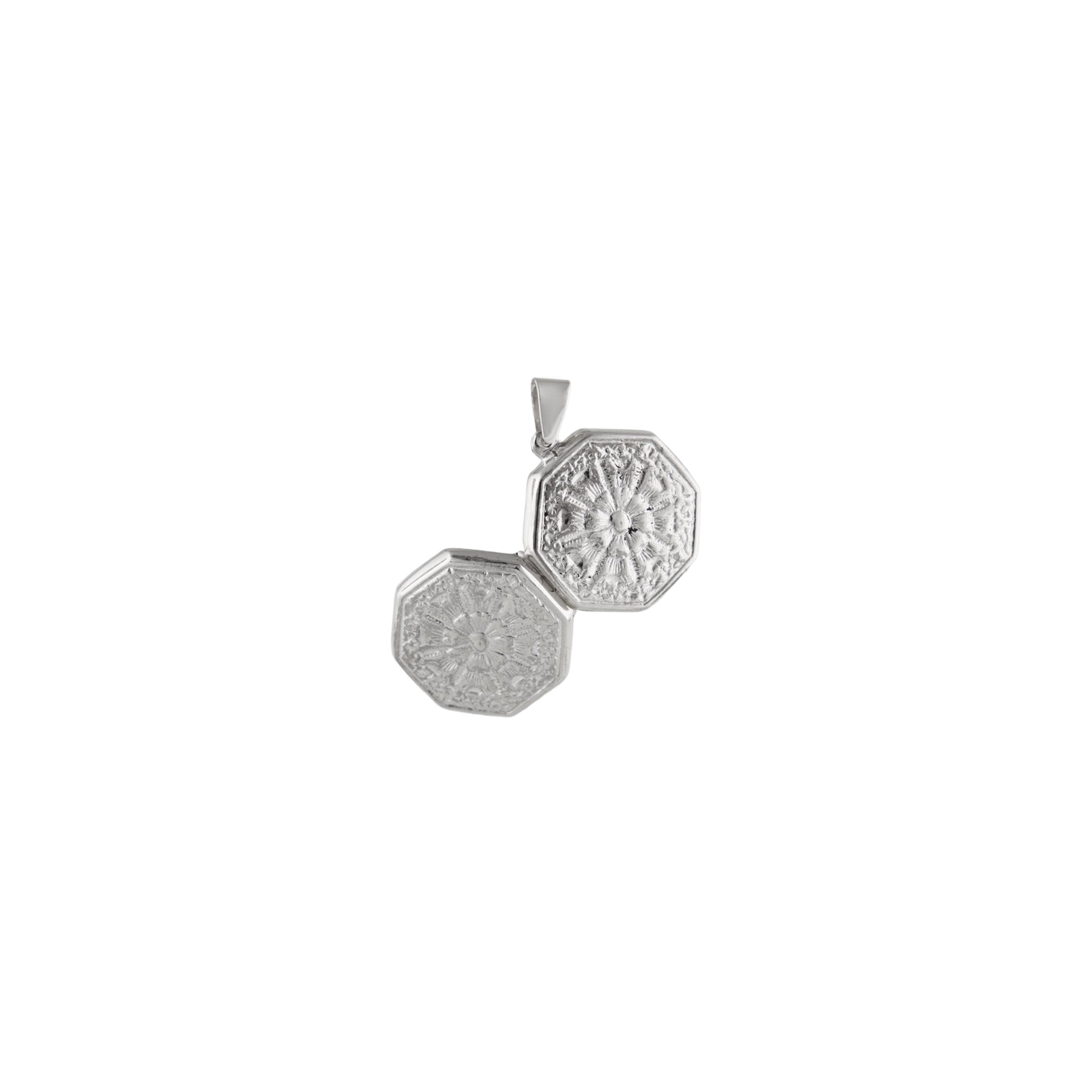Engraved Octagon Locket Pendant in 925 Silver