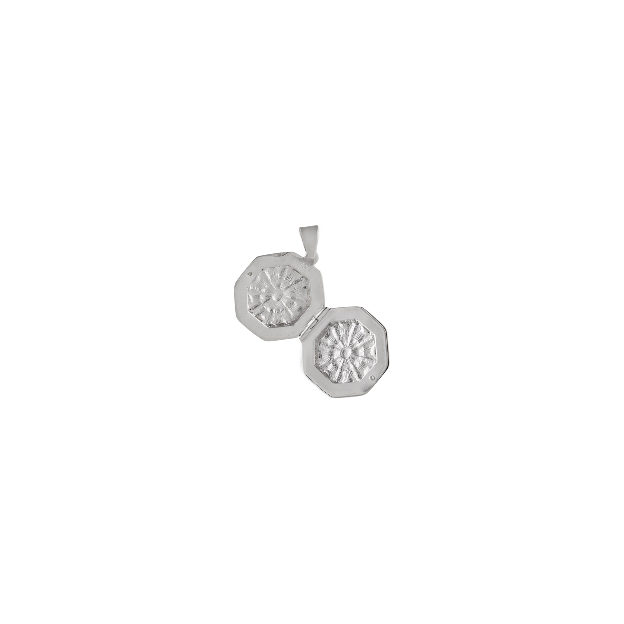 Engraved Octagon Locket Pendant in 925 Silver