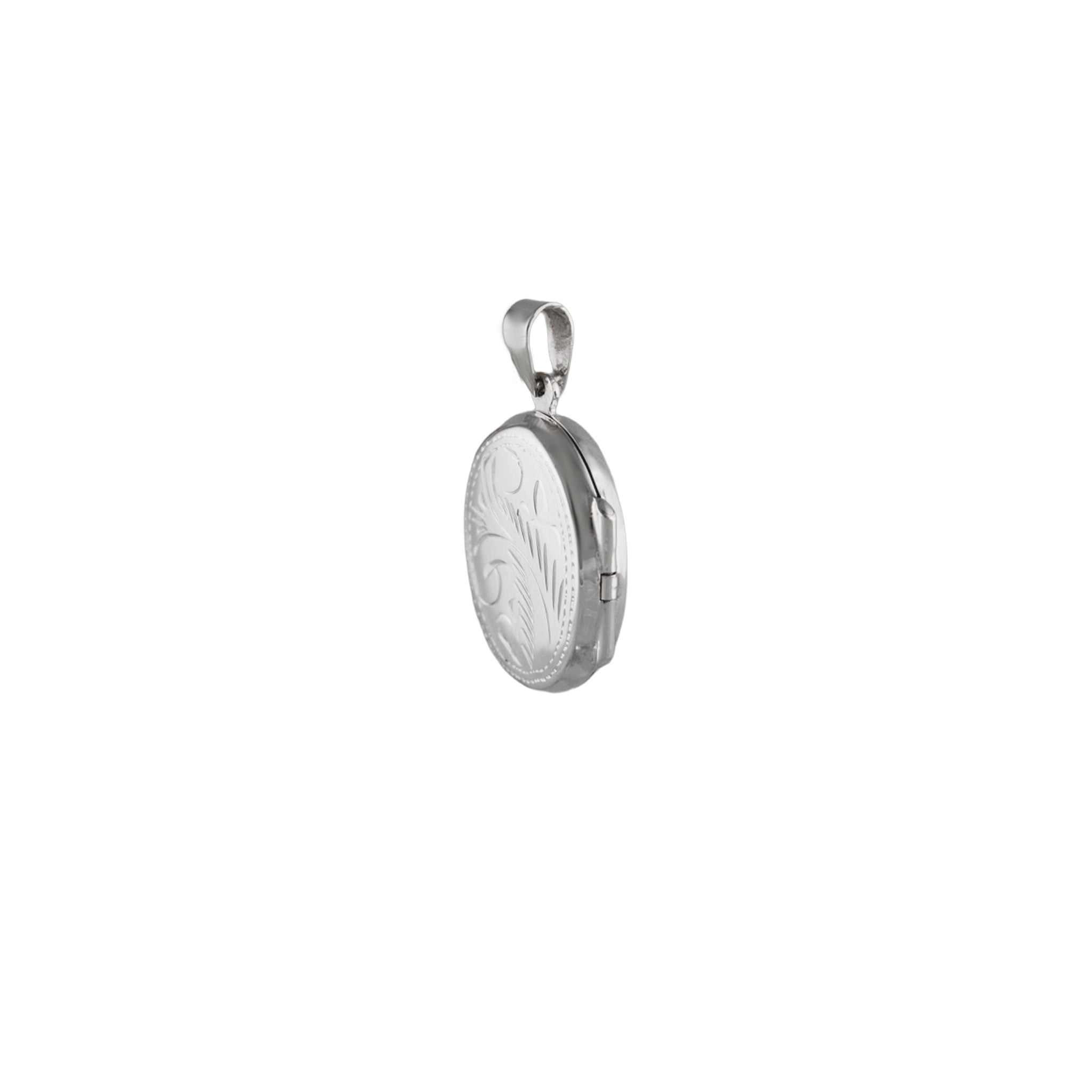 Engraved Oval Locket Pendant in 925 Silver