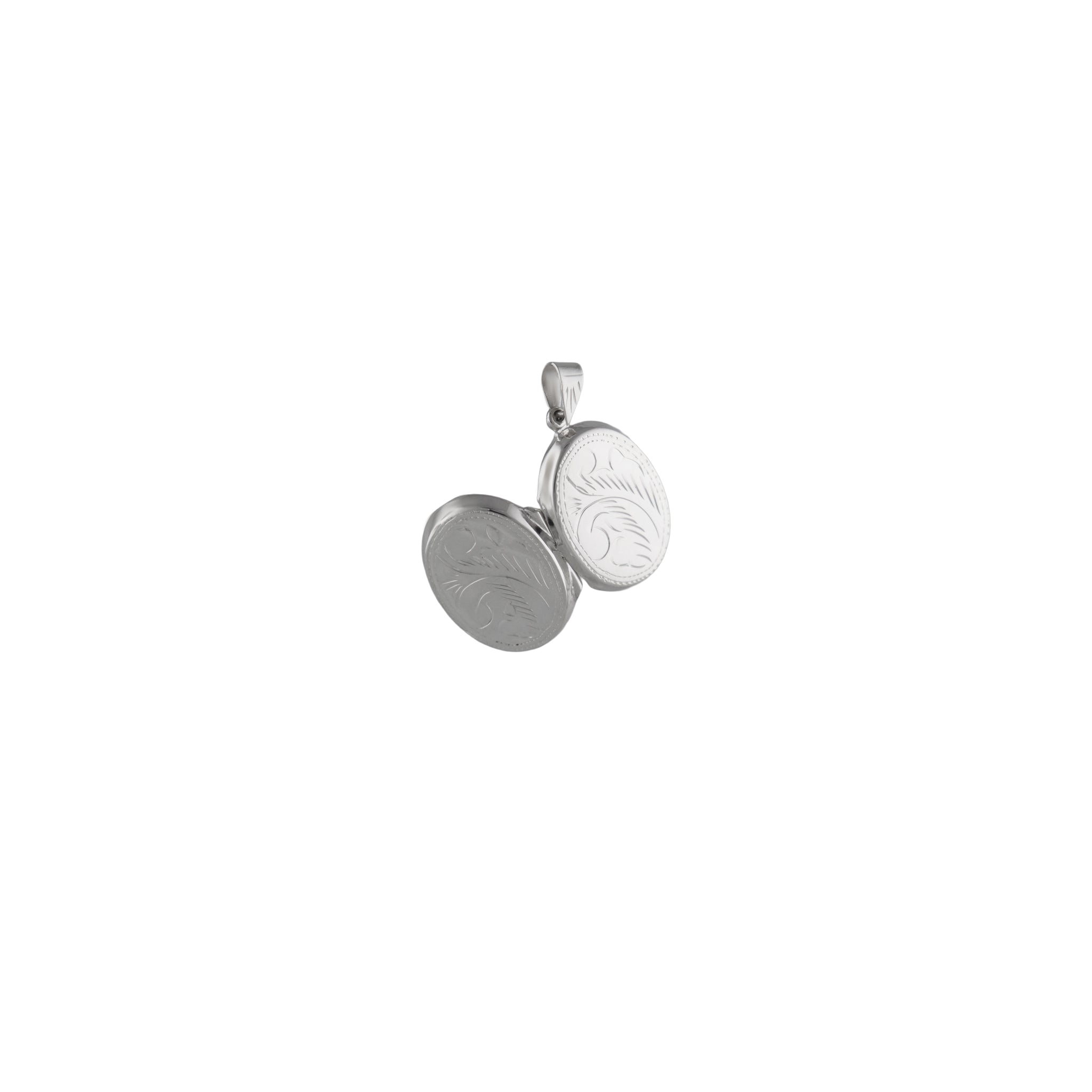 Engraved Oval Locket Pendant in 925 Silver