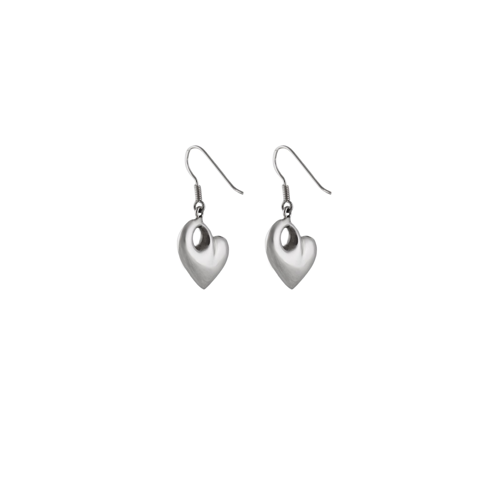 Heart Drop Earrings in 925 Silver