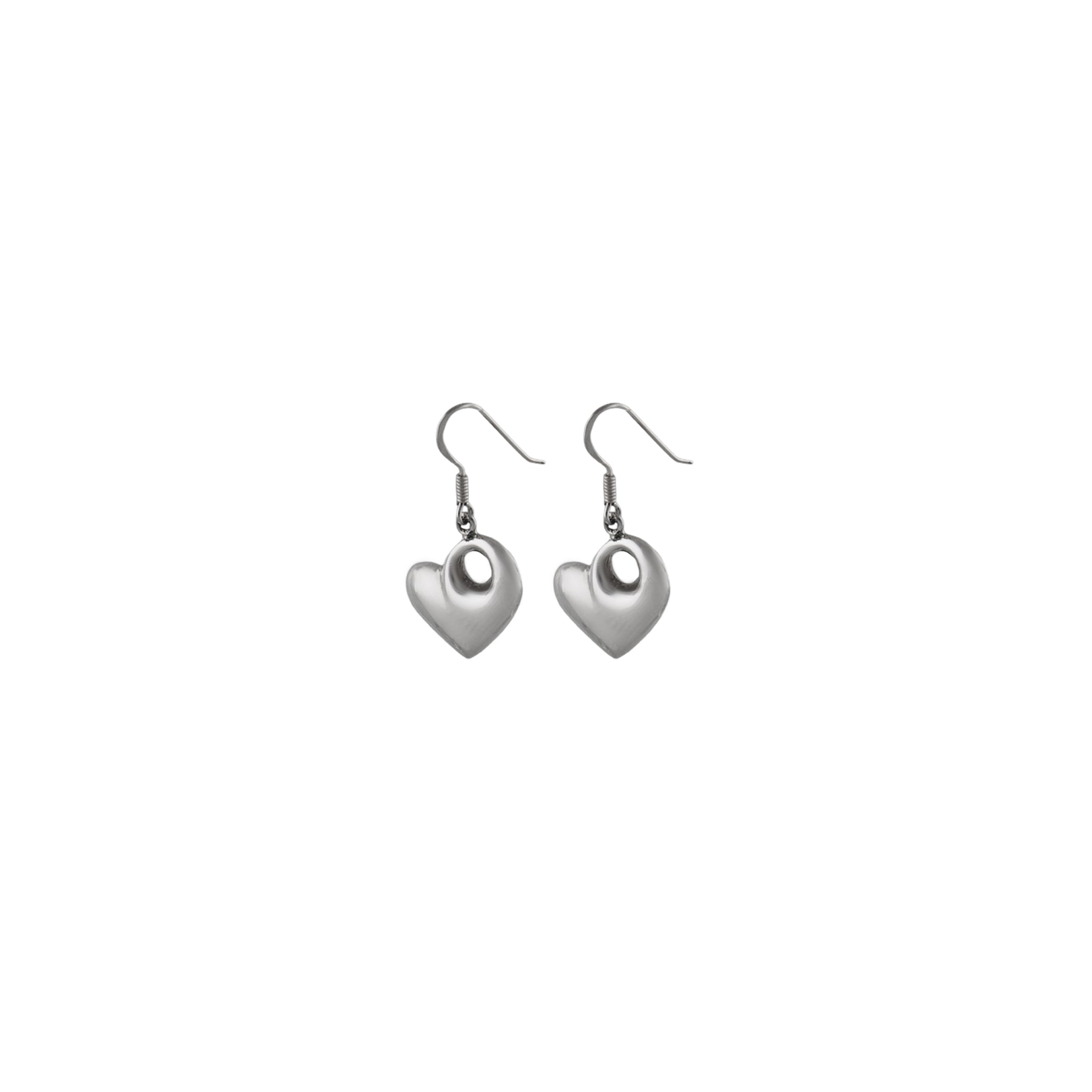 Heart Drop Earrings in 925 Silver