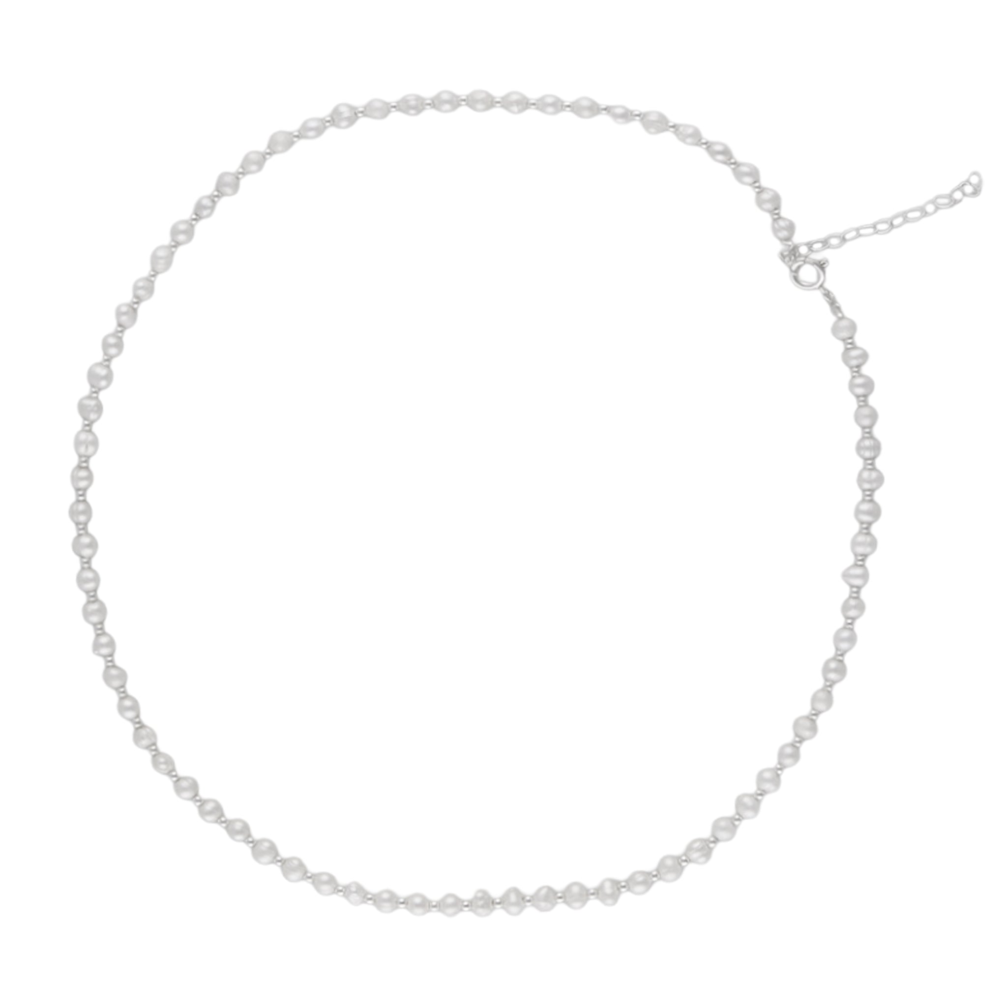 Long Freshwater Pearl Necklace in 925 Silver