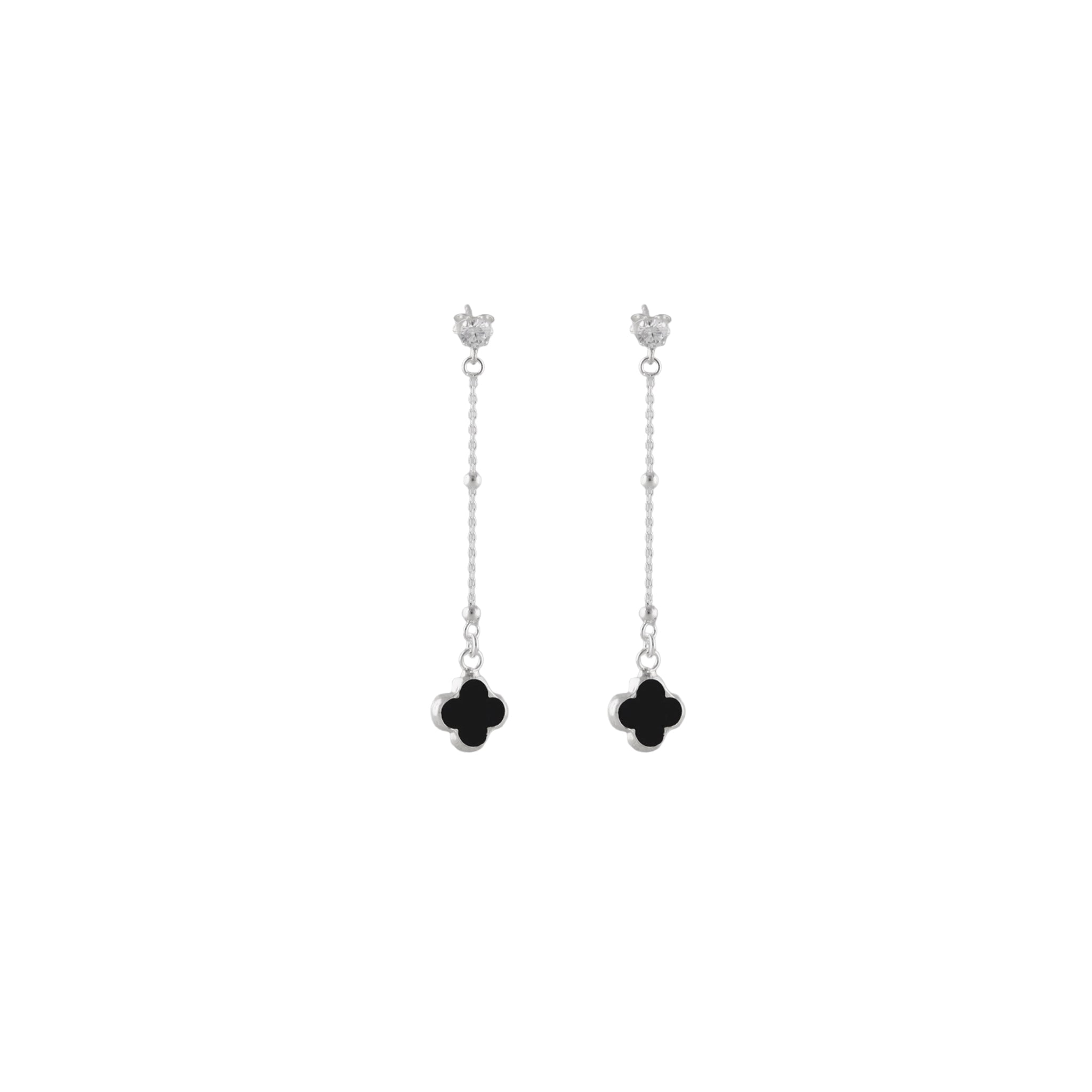 Clover Chain Drop Earrings in 925 Silver