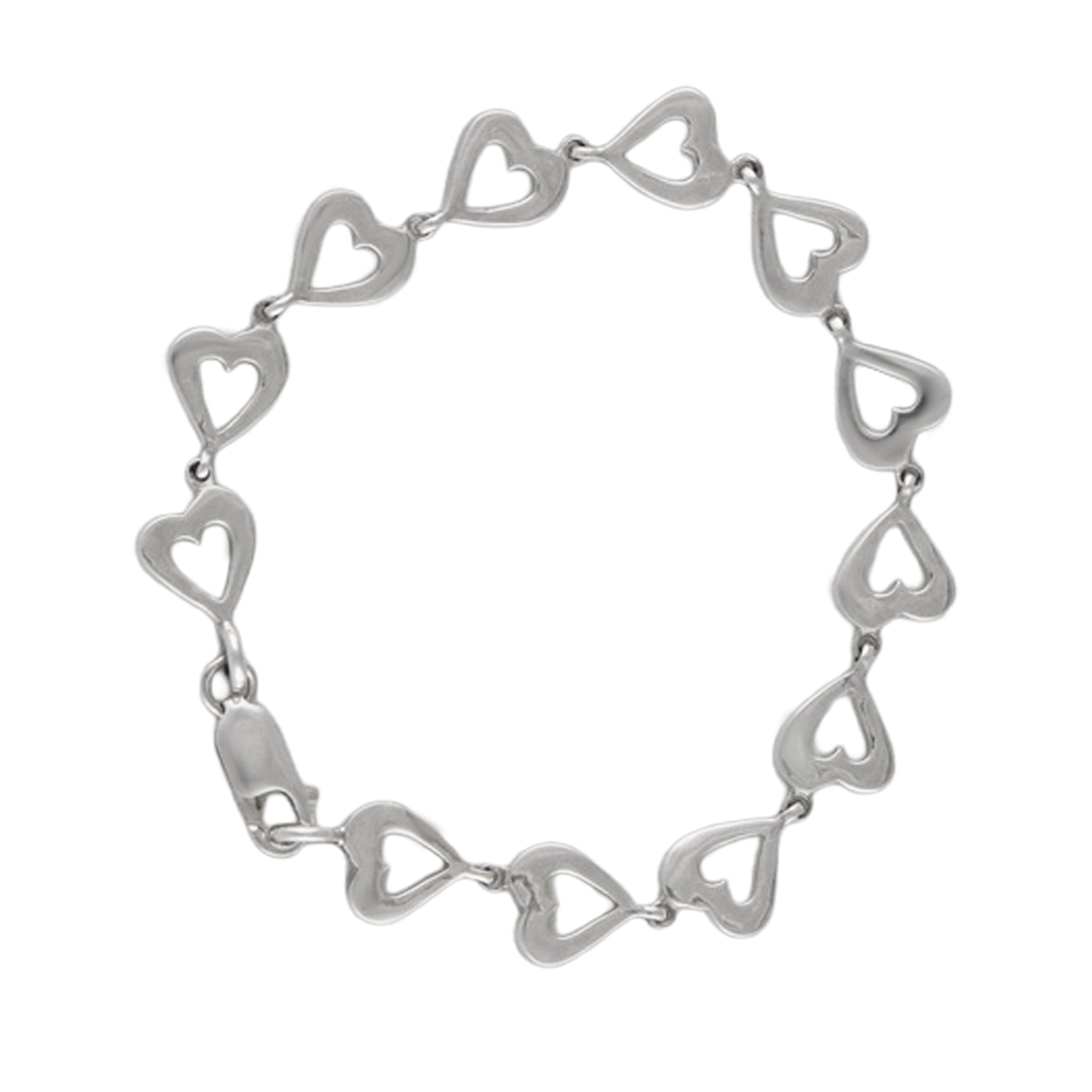 Open Heart Link Bracelet in 925 Silver