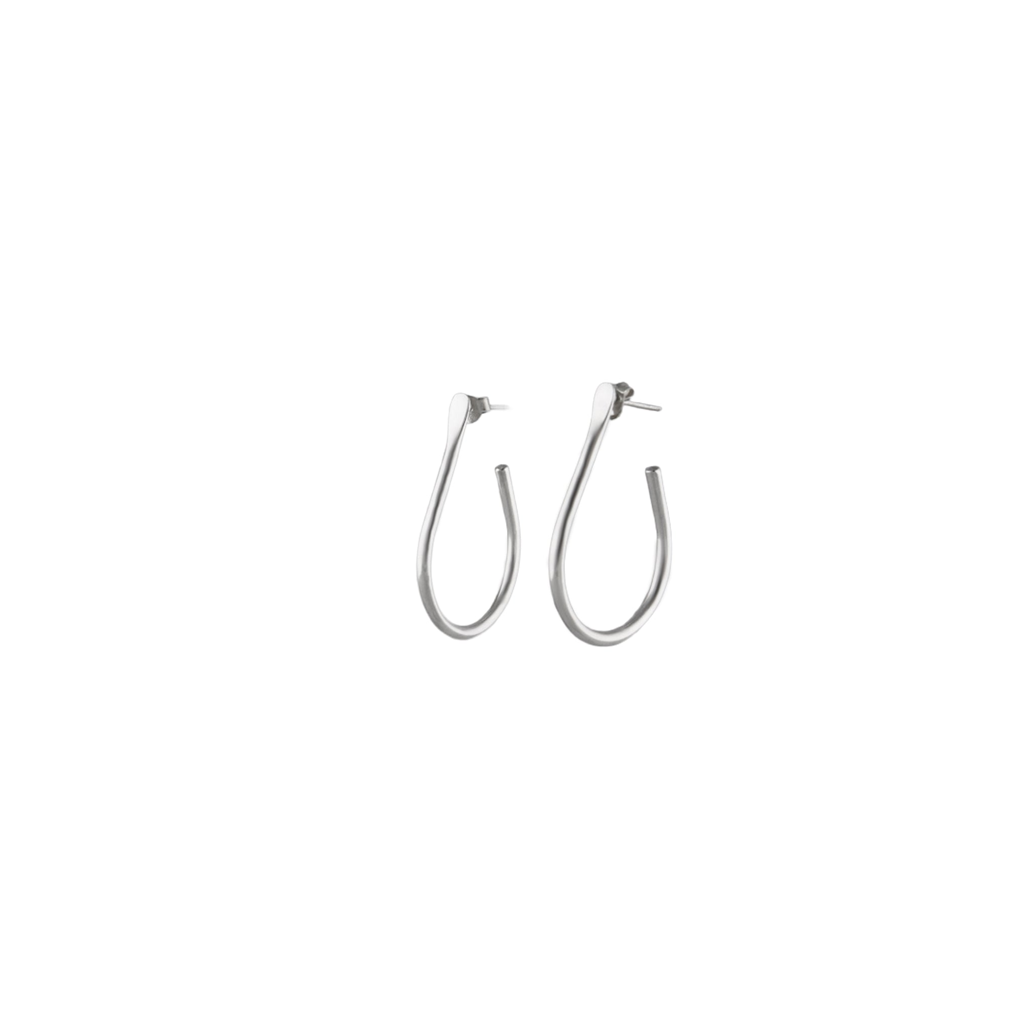 Sculpted Oval Hoop Earrings in 925 Silver