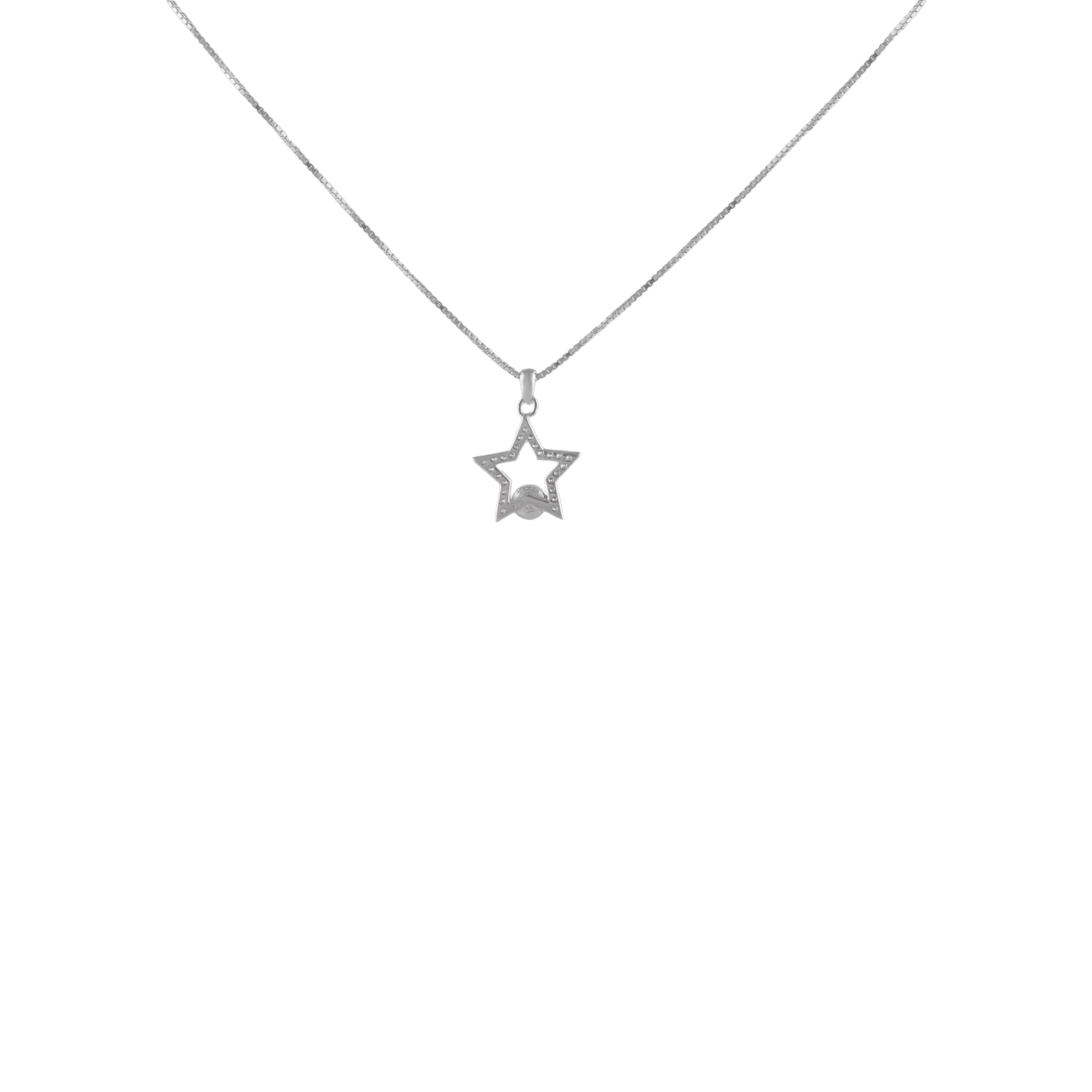 Sparkling Star & Freshwater Pearl Necklace in 925 Silver