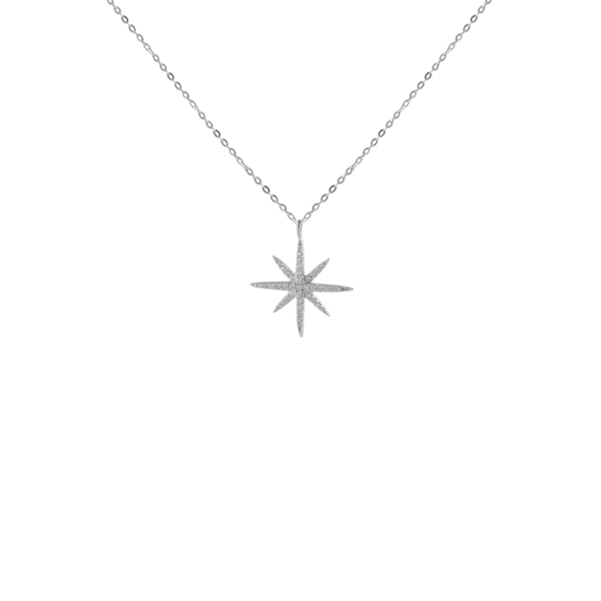 Sparkling Starburst Pendant Necklace in 925 Silver