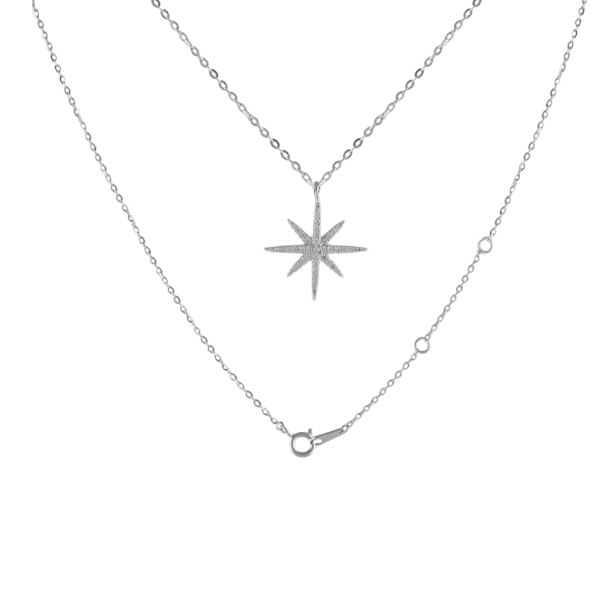 Sparkling Starburst Pendant Necklace in 925 Silver
