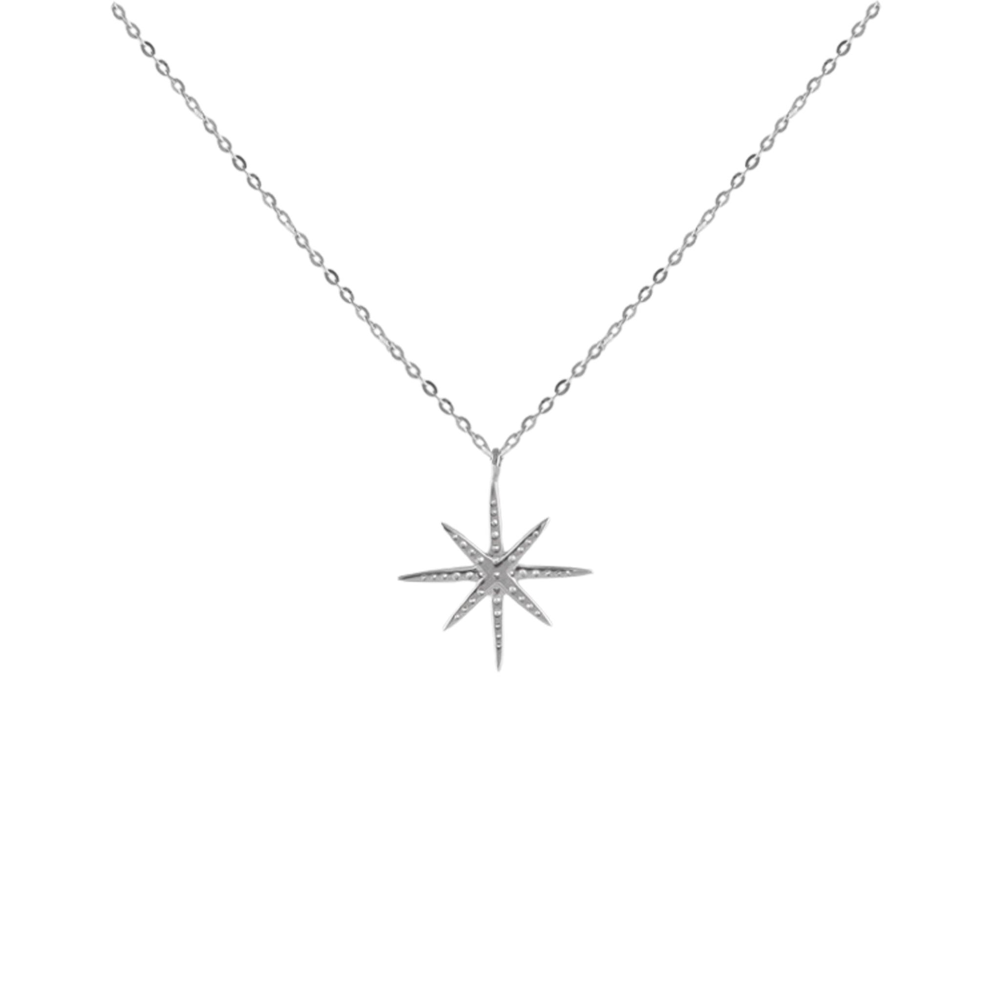 Sparkling Starburst Pendant Necklace in 925 Silver