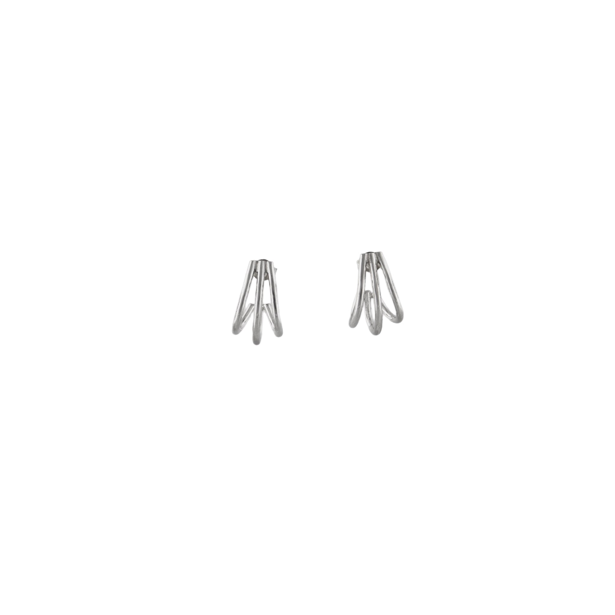 Triple Hoop Stud Earrings in 925 Silver