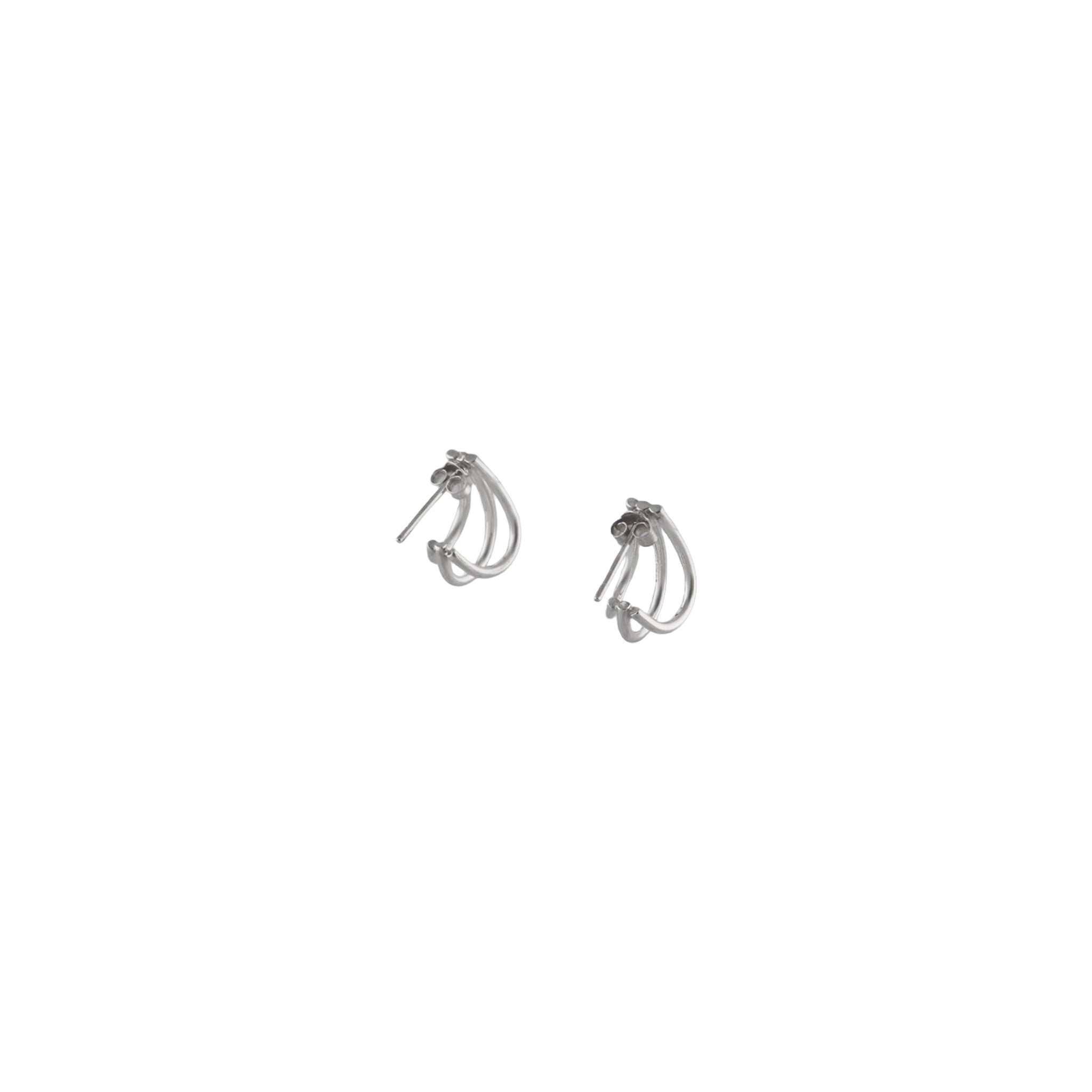 Triple Hoop Stud Earrings in 925 Silver