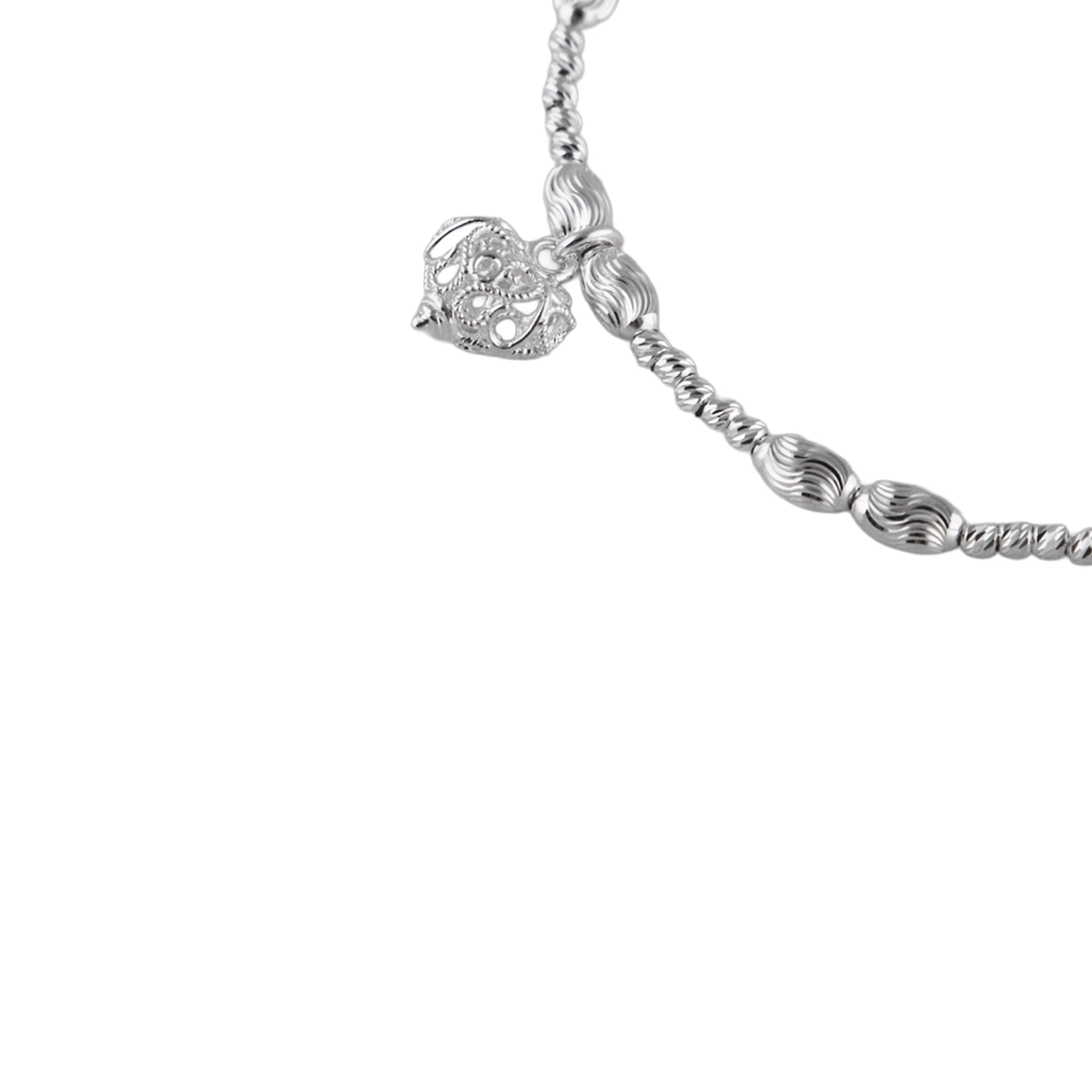 Twisted Bead Bracelet with Heart pendant in 925 Silver