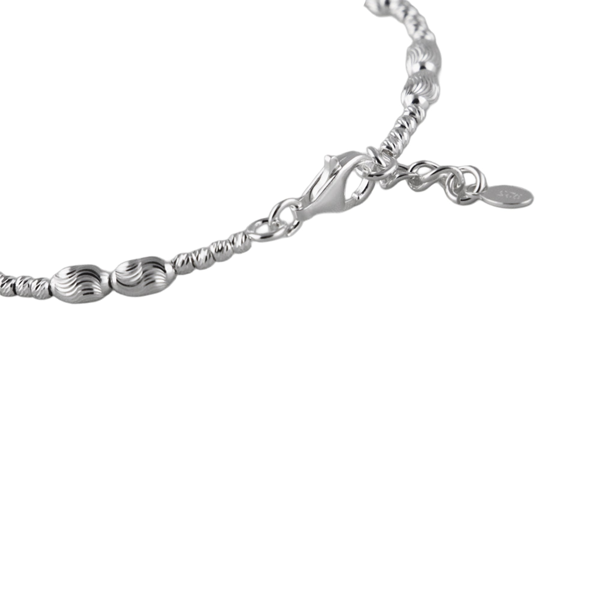 Twisted Bead Bracelet with Heart pendant in 925 Silver