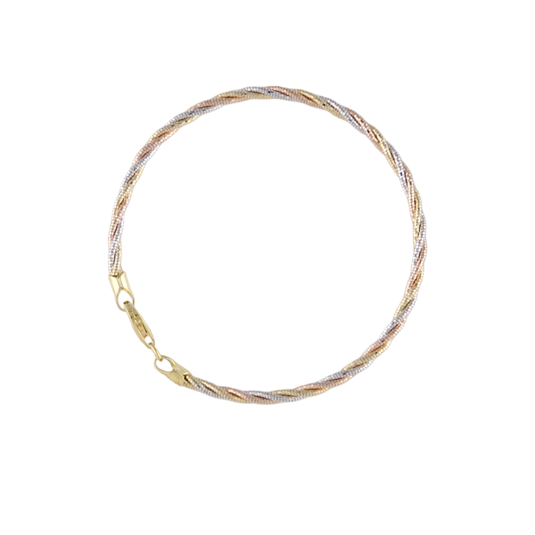 Twisted Tri-Tone Herringbone Bracelet