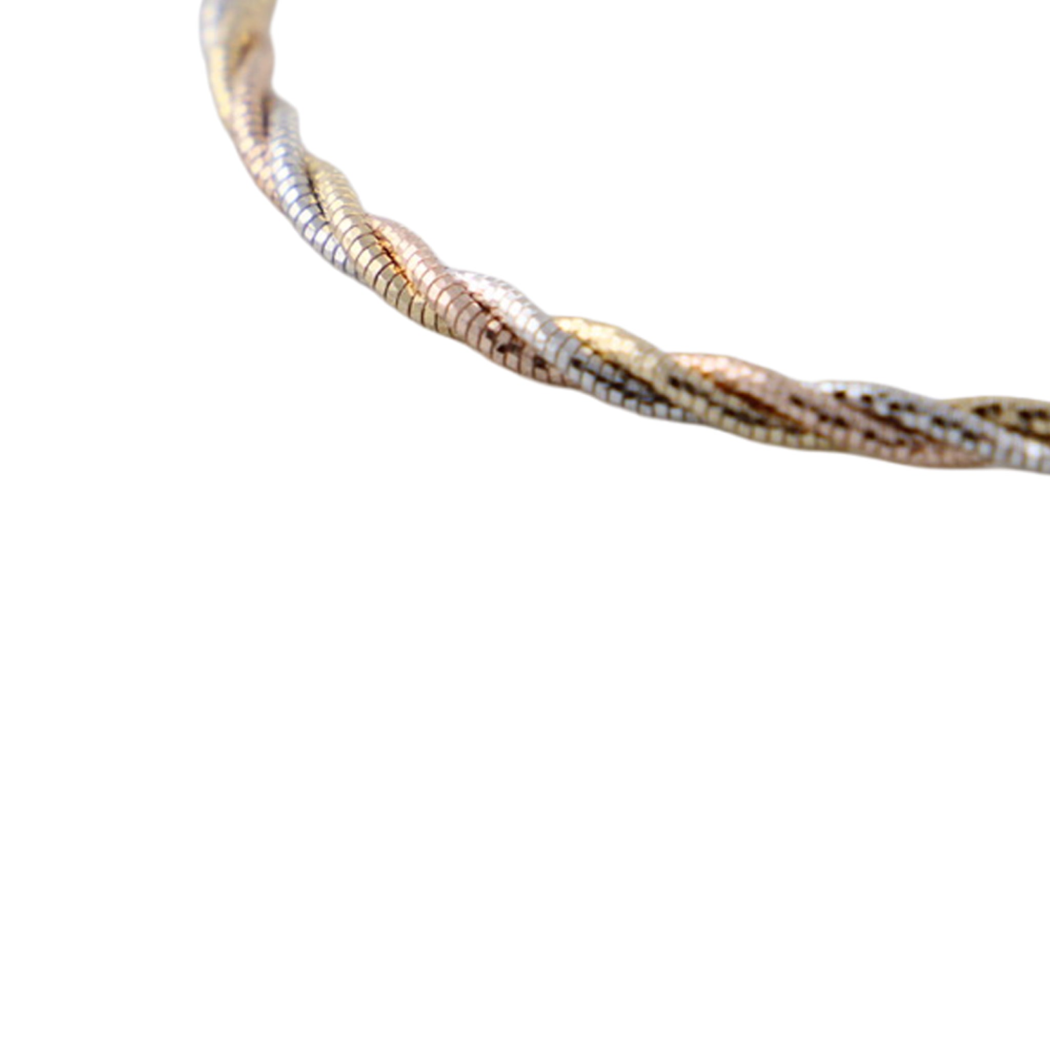 Twisted Tri-Tone Herringbone Bracelet