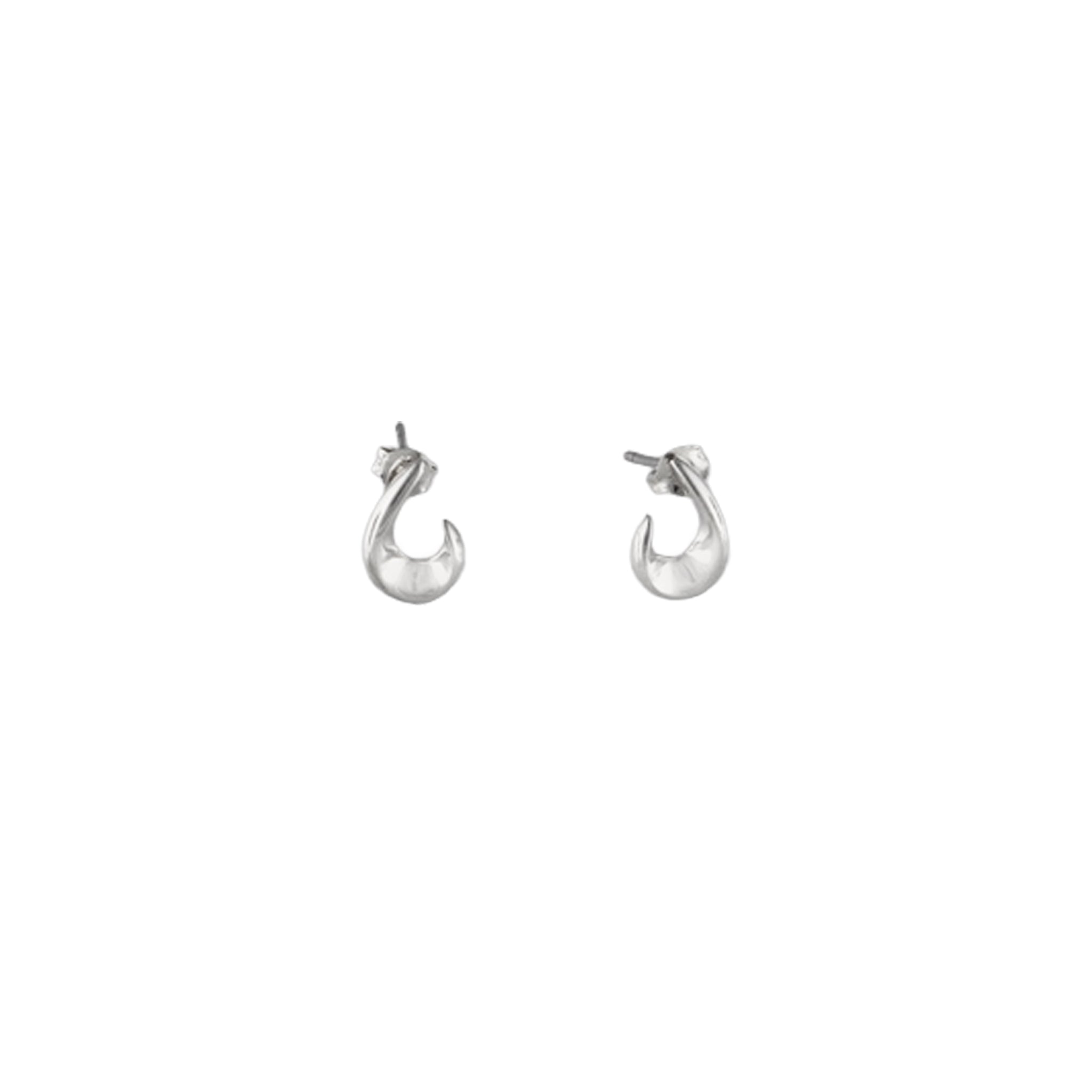 Chunky Wave Stud Earrings in 925 Silver